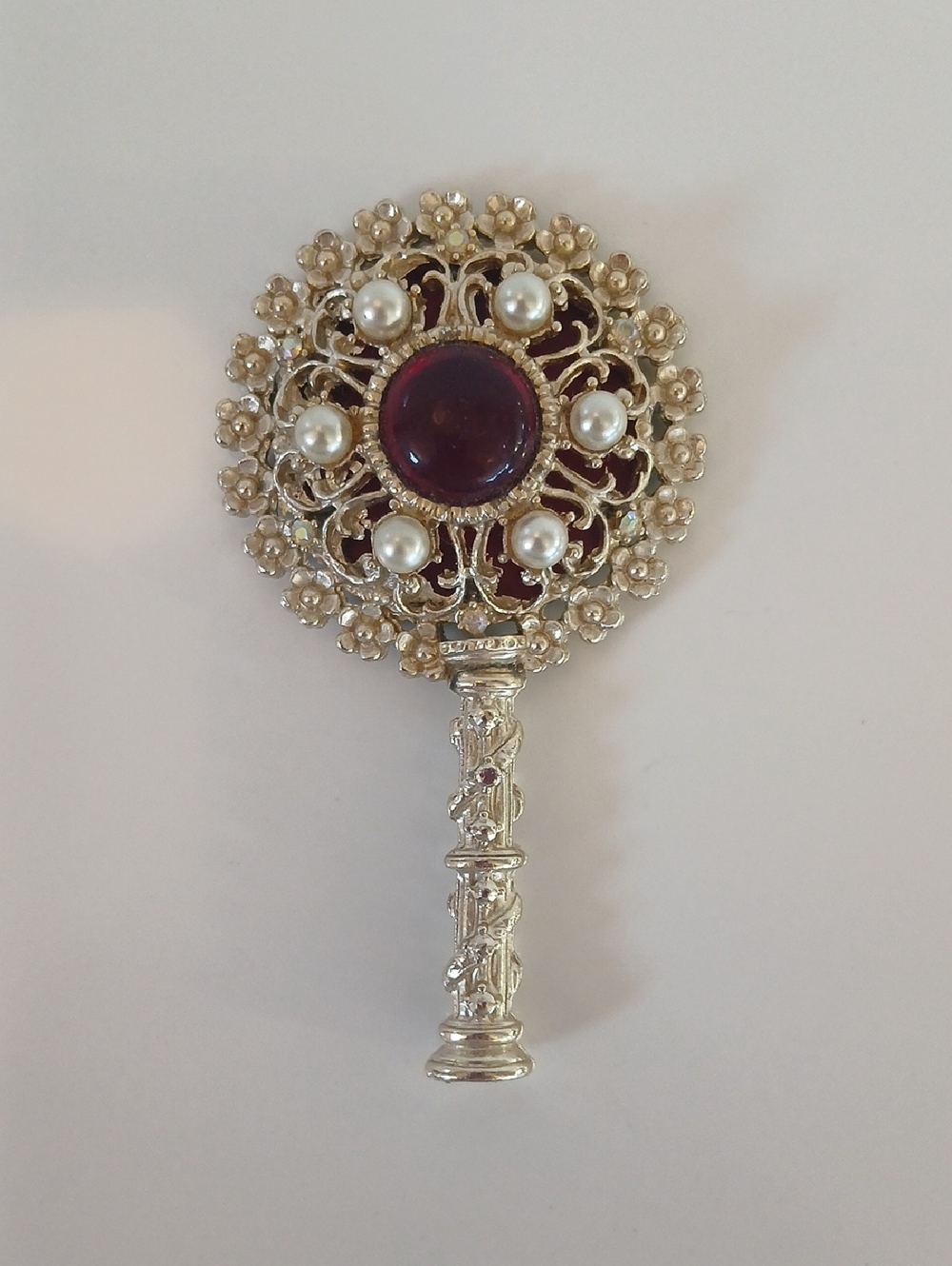 Vintage 1950's Mid Century Filigree Purse Mirror